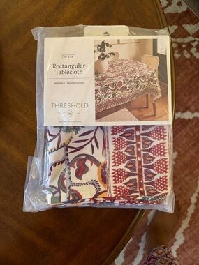 Threshold Floral and Geometric Print Tablecloth in Red, Purple, Gold